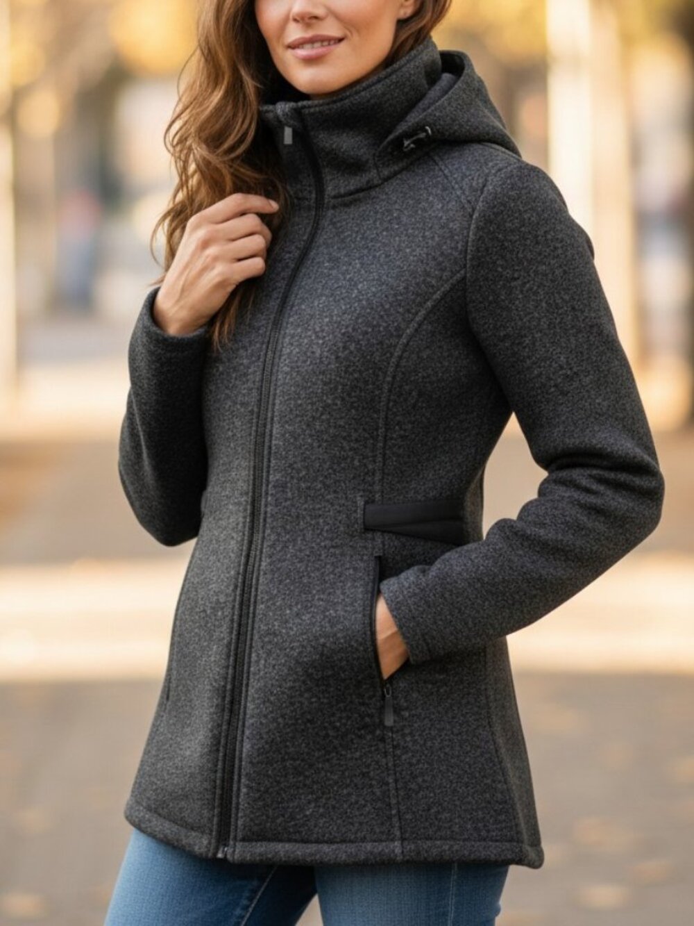 Intl. d.e.t.a.i.l.s Grey Tweed Hooded Side Tab Jacket